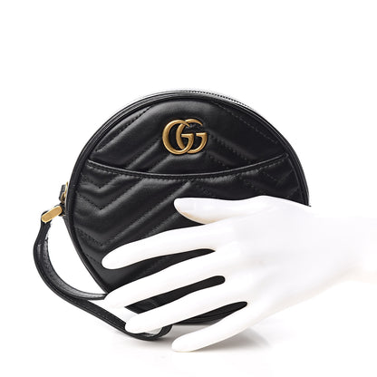 Gucci Calfskin Matelasse GG Marmont Round Wrist Wallet Black 2 of 9