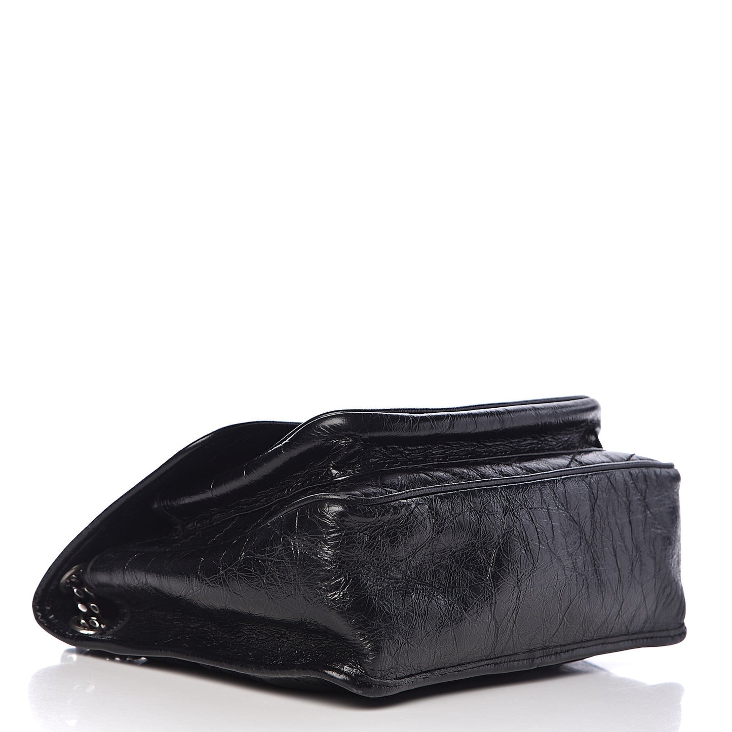 Crinkled Calfskin Matelasse Monogram Medium Niki Chain Satchel Black