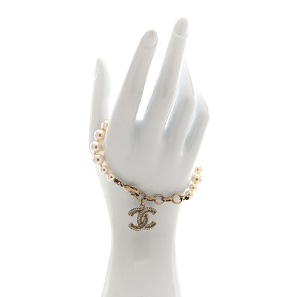 Chanel Graduated Pearl Crystal CC Bracelet Gold 2 of 5