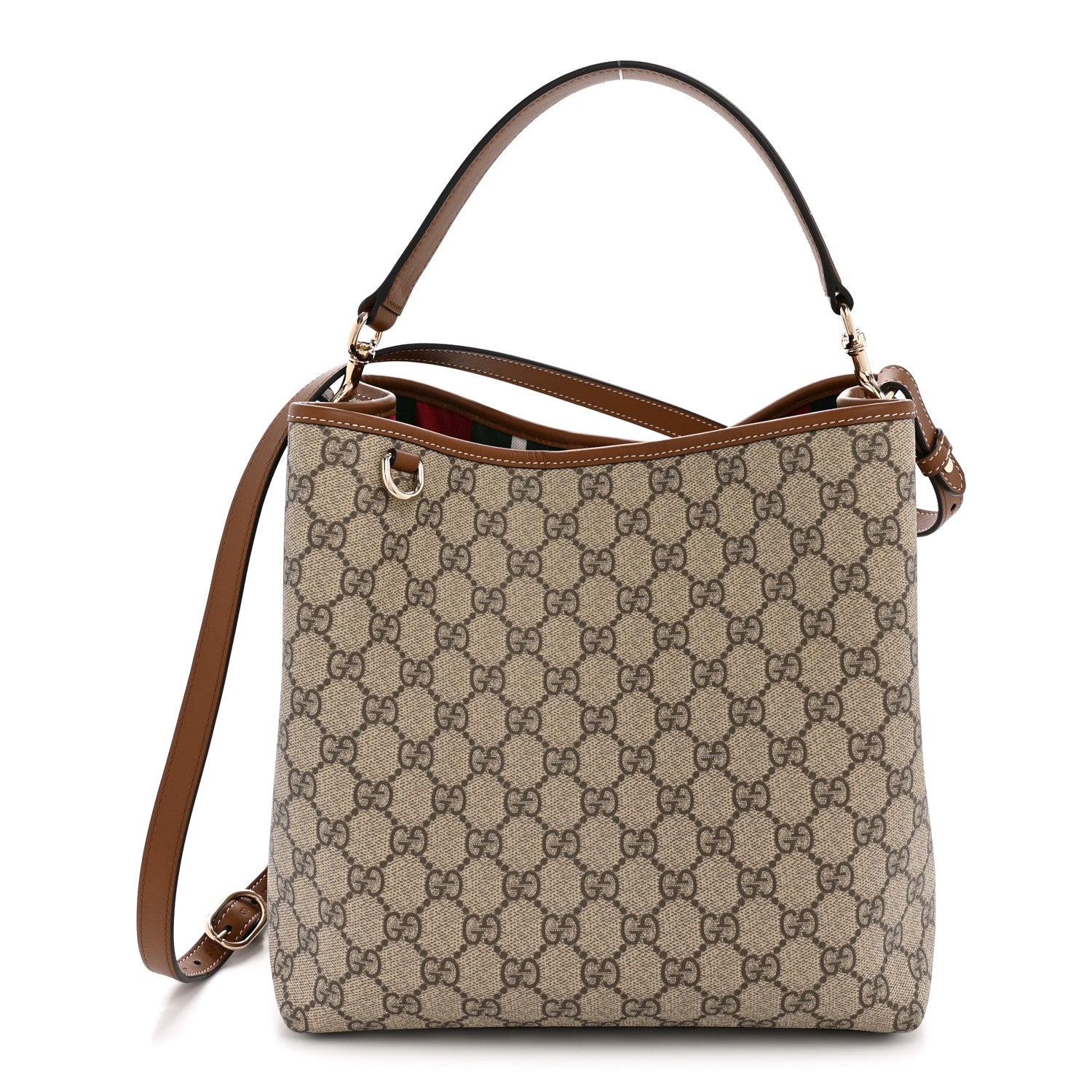 Gucci GG Supreme Monogram Medium Emblem Bucket Bag Beige Brown 1 of 11