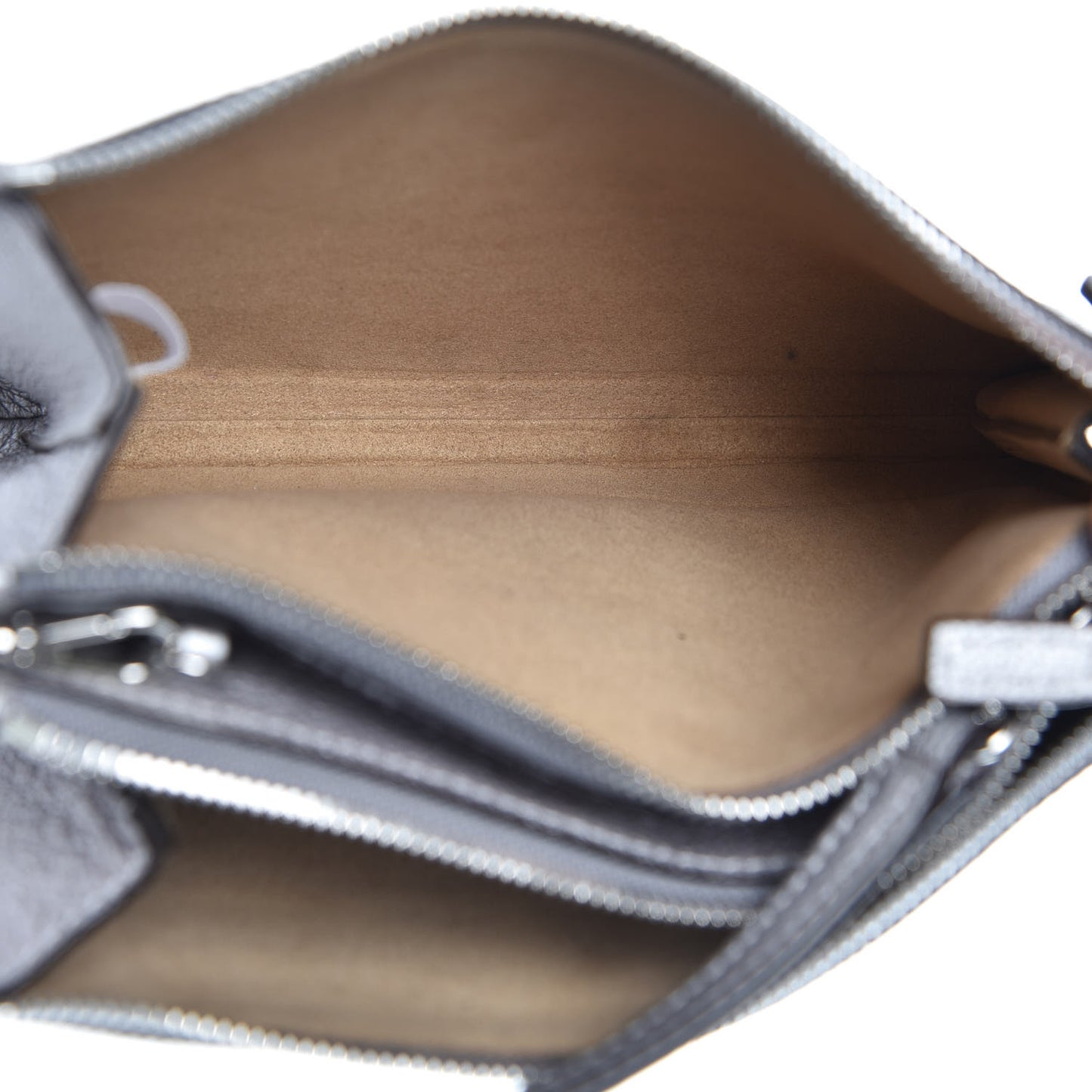 Grained Calfskin Milla Double Crossbody Bag Spike Silver