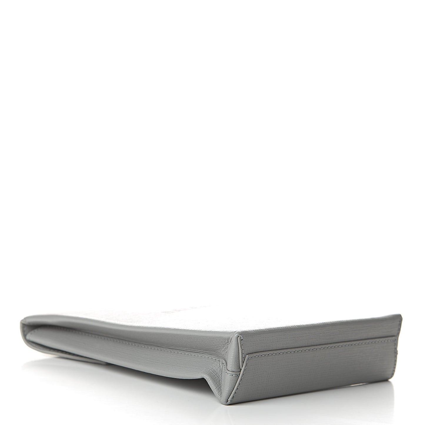 Squared Calfskin Logo Shopping Envelope Clutch Balenciaga Grey