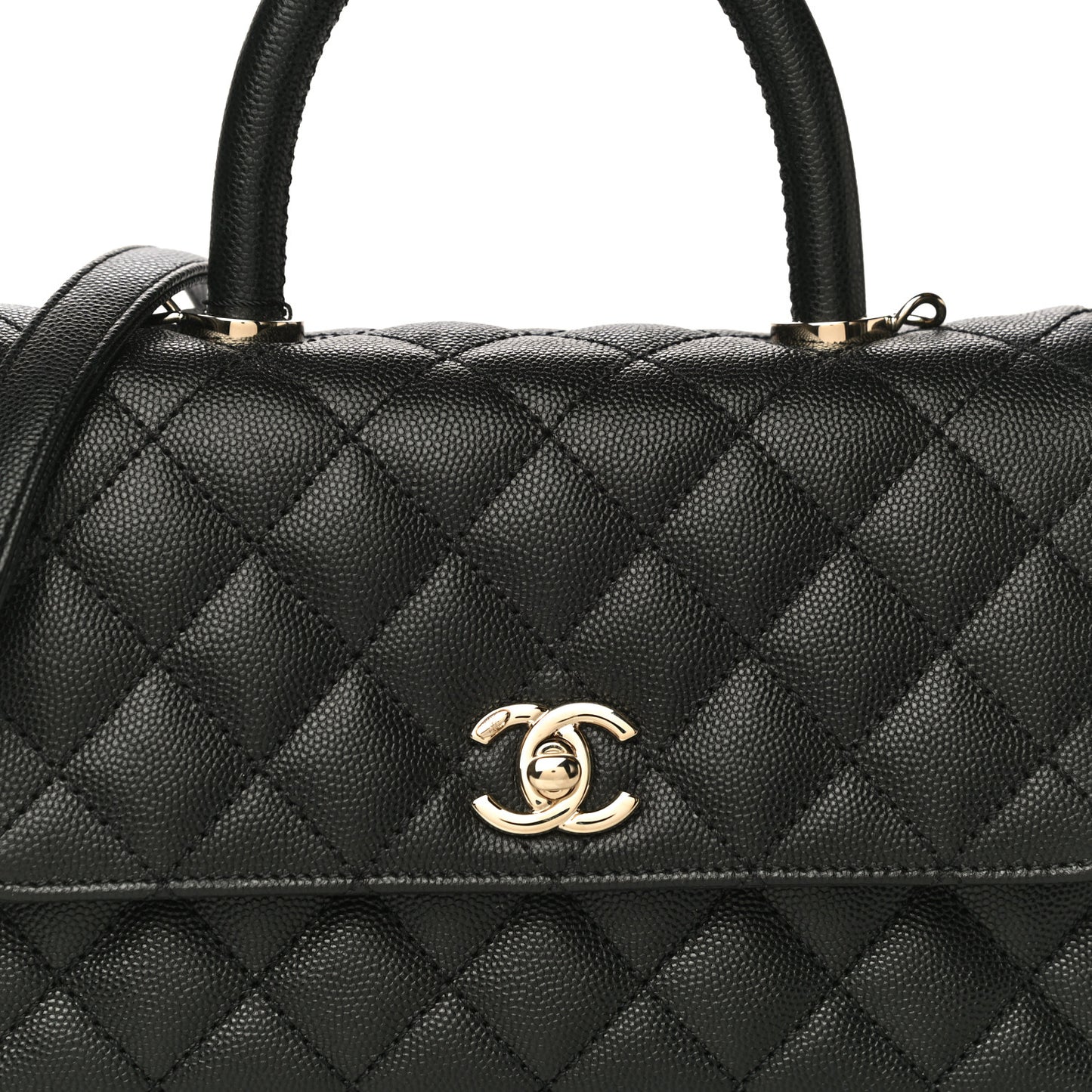 Caviar Quilted Mini Coco Handle Flap Black