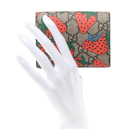 Gucci GG Supreme Monogram Strawberry Card Case 2 of 7