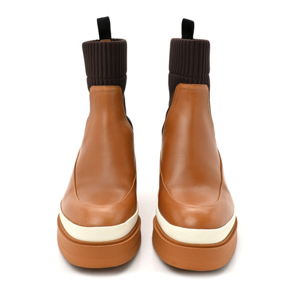 Hermes Veau Toile Technique Vadrouille Chelsea Boots 36 36 Terre De Sienne 3 of 12