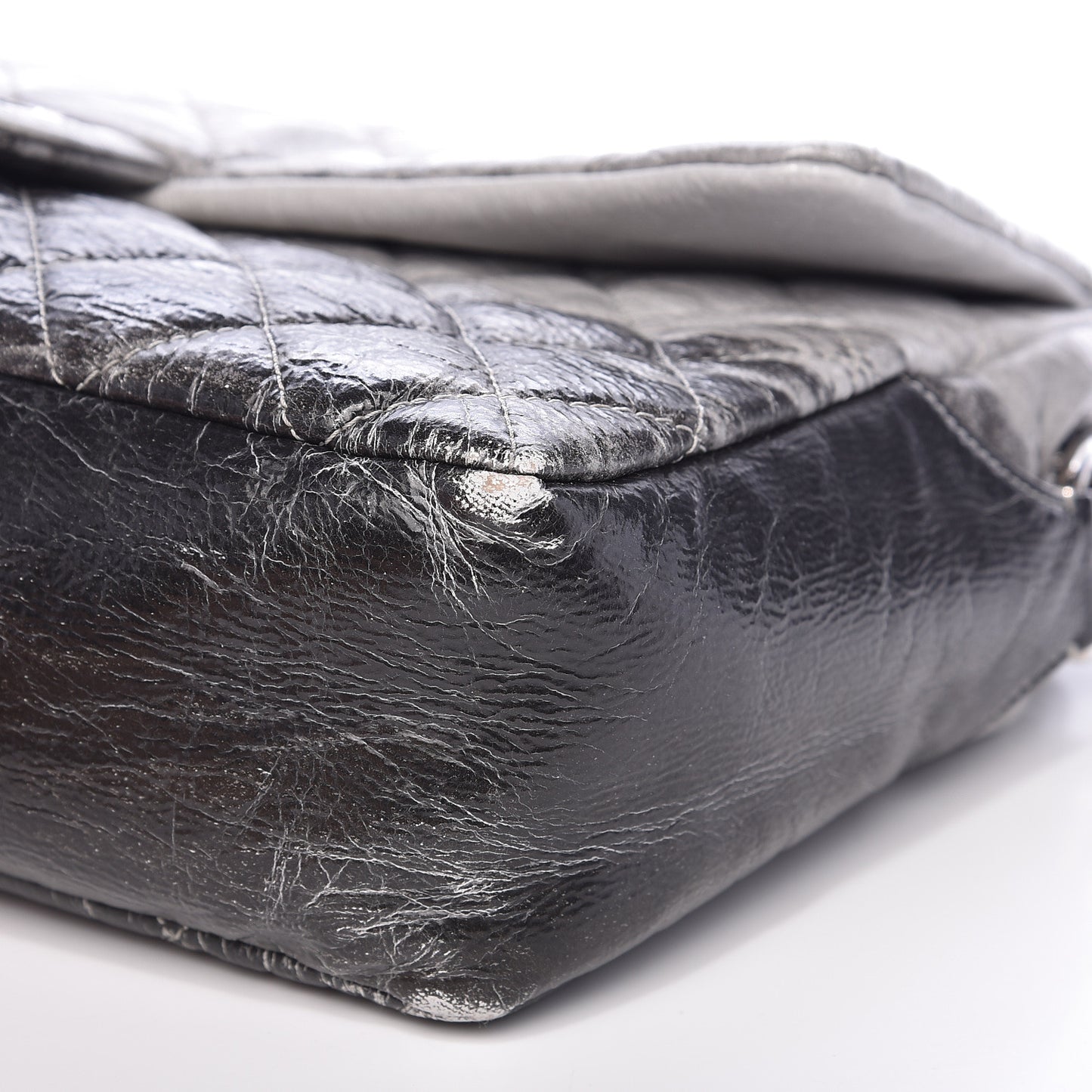 Vinyl Quilted Jumbo Melrose Degrade Flap Black