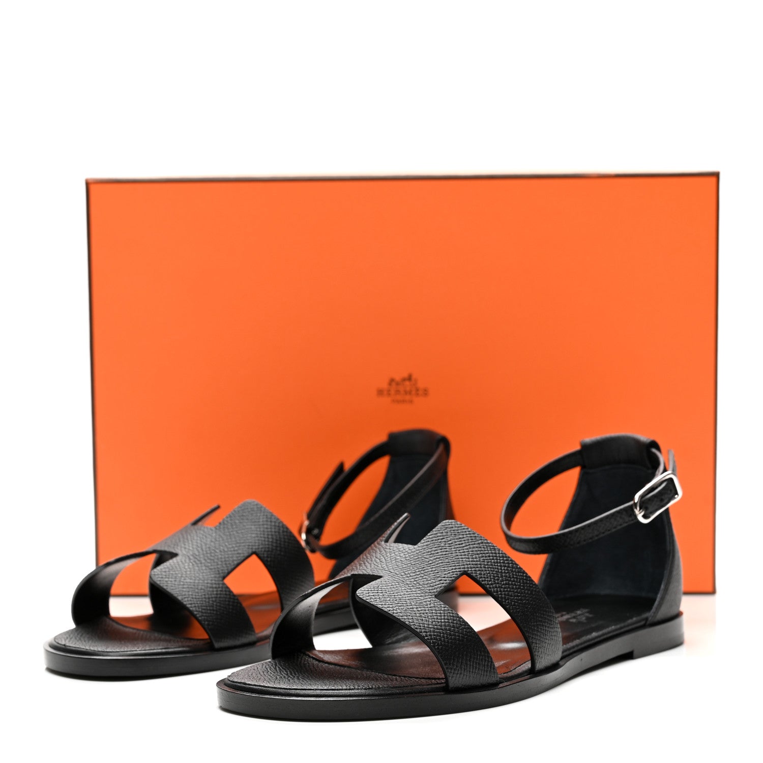 Hermes Epsom Santorini Sandals 36 Black 10 of 10