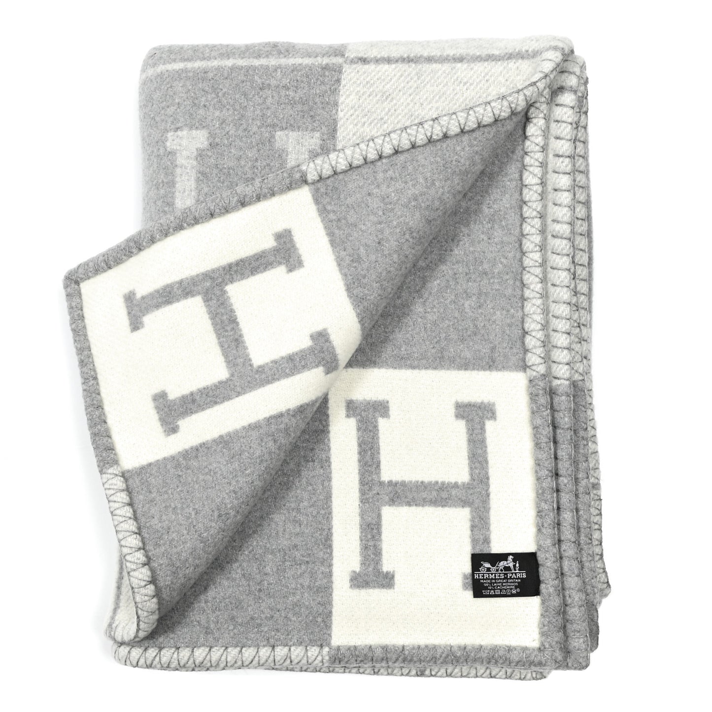 Wool Cashmere Avalon III Blanket Ecru Gris Clair