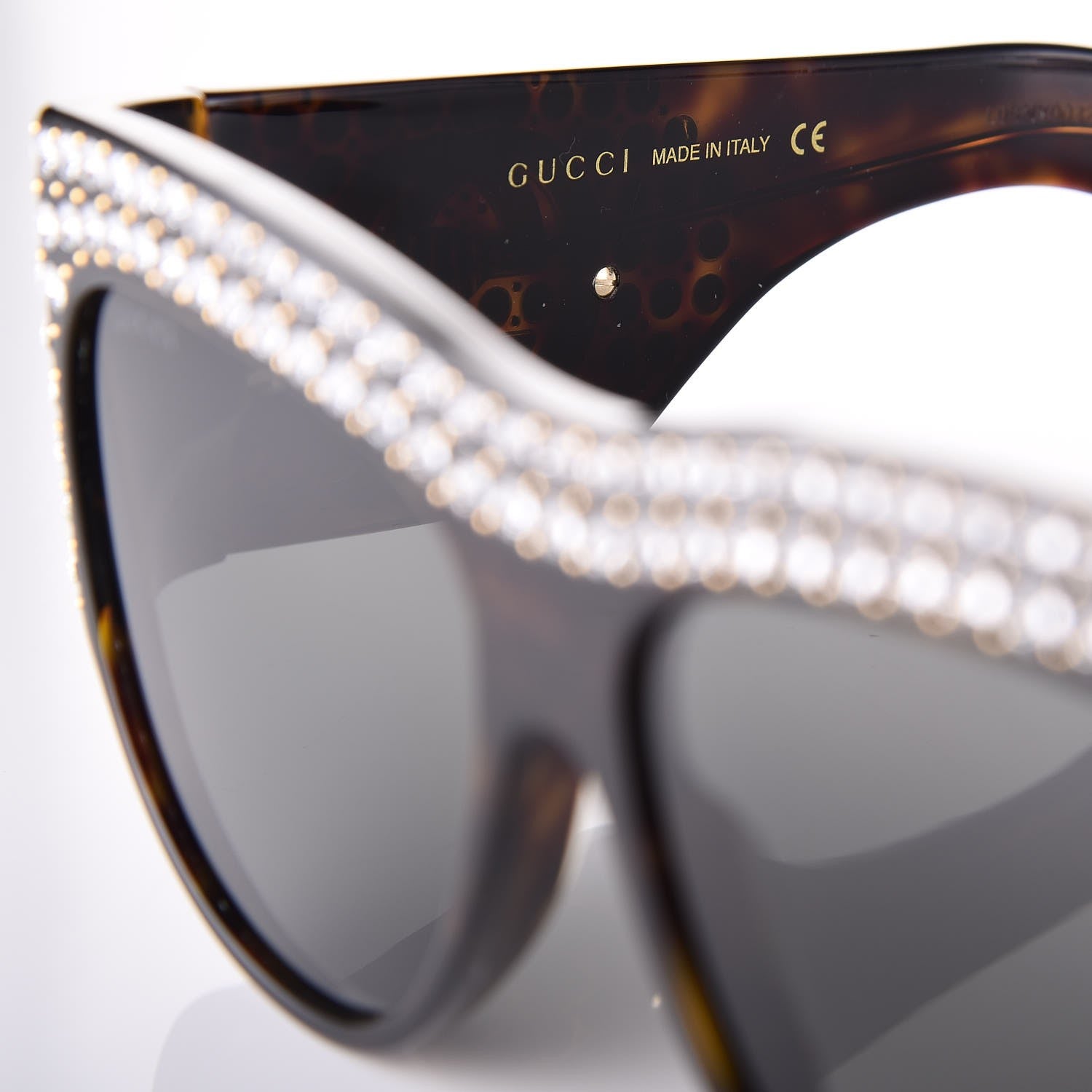 Gucci Acetate Crystal Oversize Hollywood Forever Sunglasses GG0144S Tortoiseshell 6 of 8