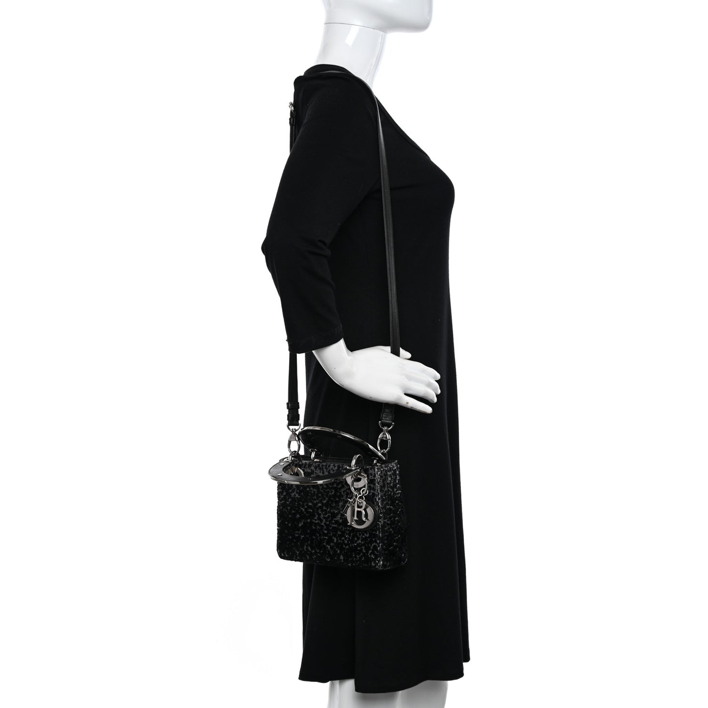 Velvet Leopard Print Mini Lady Dior Black