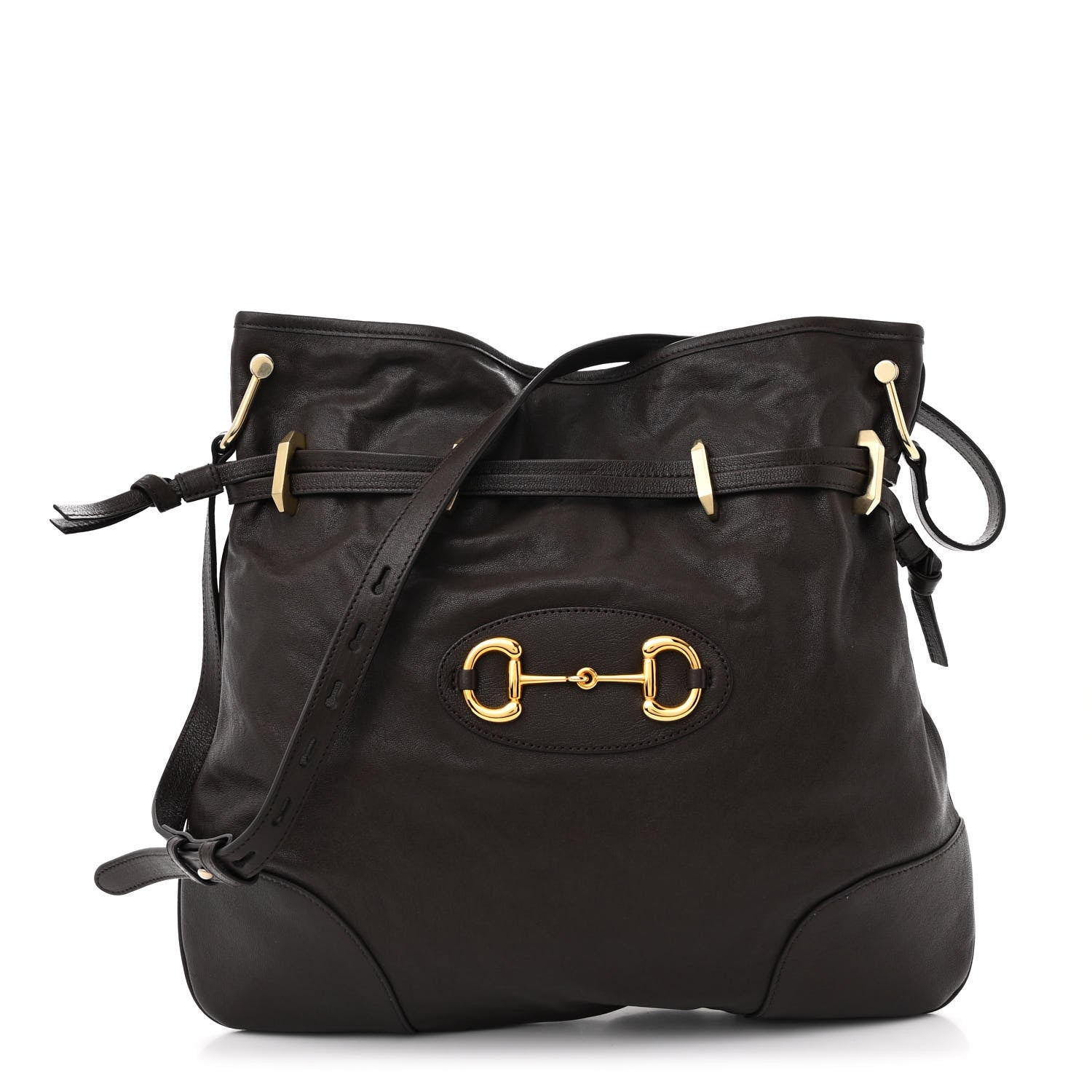Gucci Sakai Be Green Calfskin Horsebit 1955 Cinch Top Messenger Bag Cocoa 1 of 10