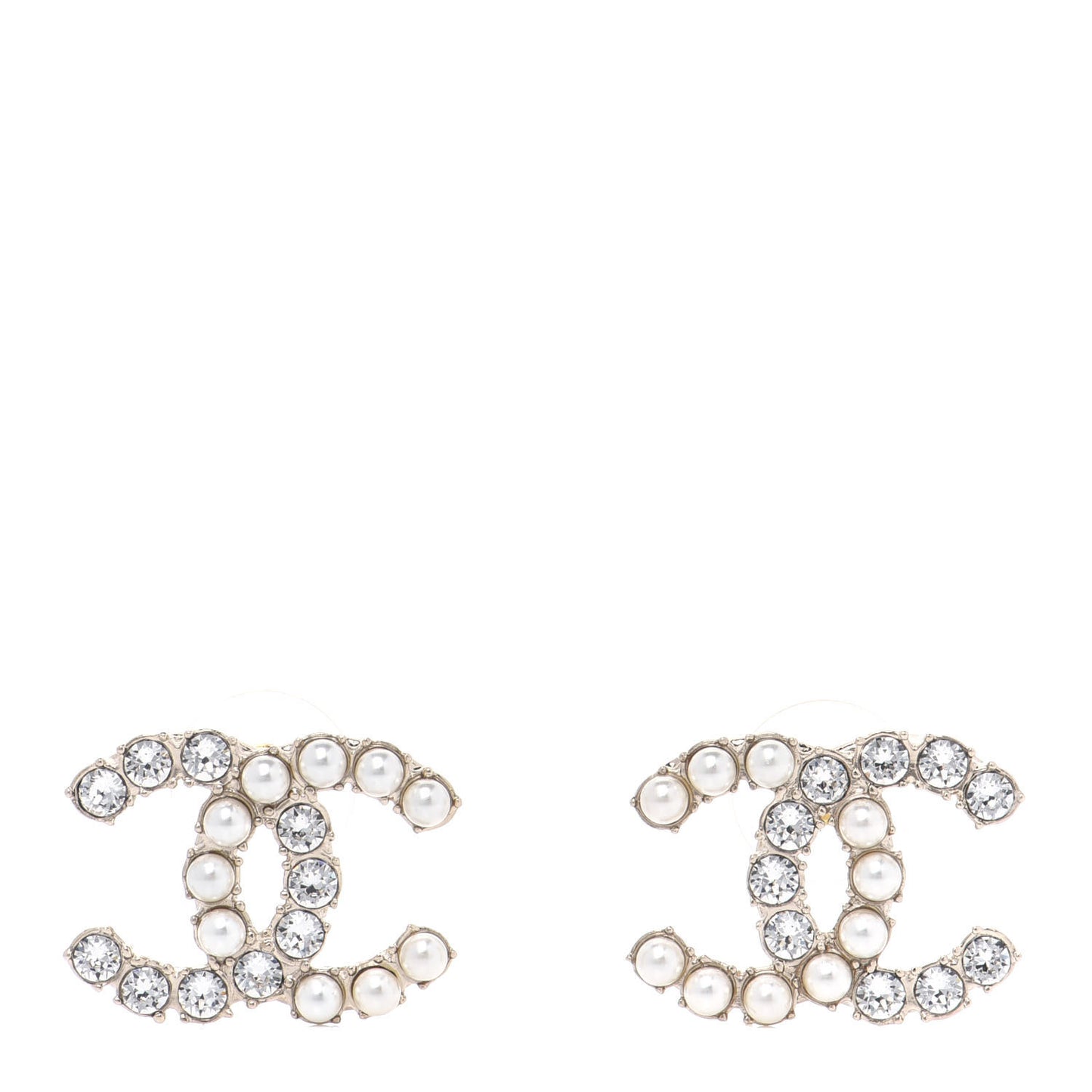 Crystal Pearl CC Dazzling Domino Earrings Gold