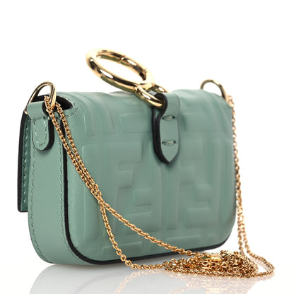 Fendi Nappa Matisse FF Embossed Nano Maxi Buckle Baguette Charm Menta 2 of 11