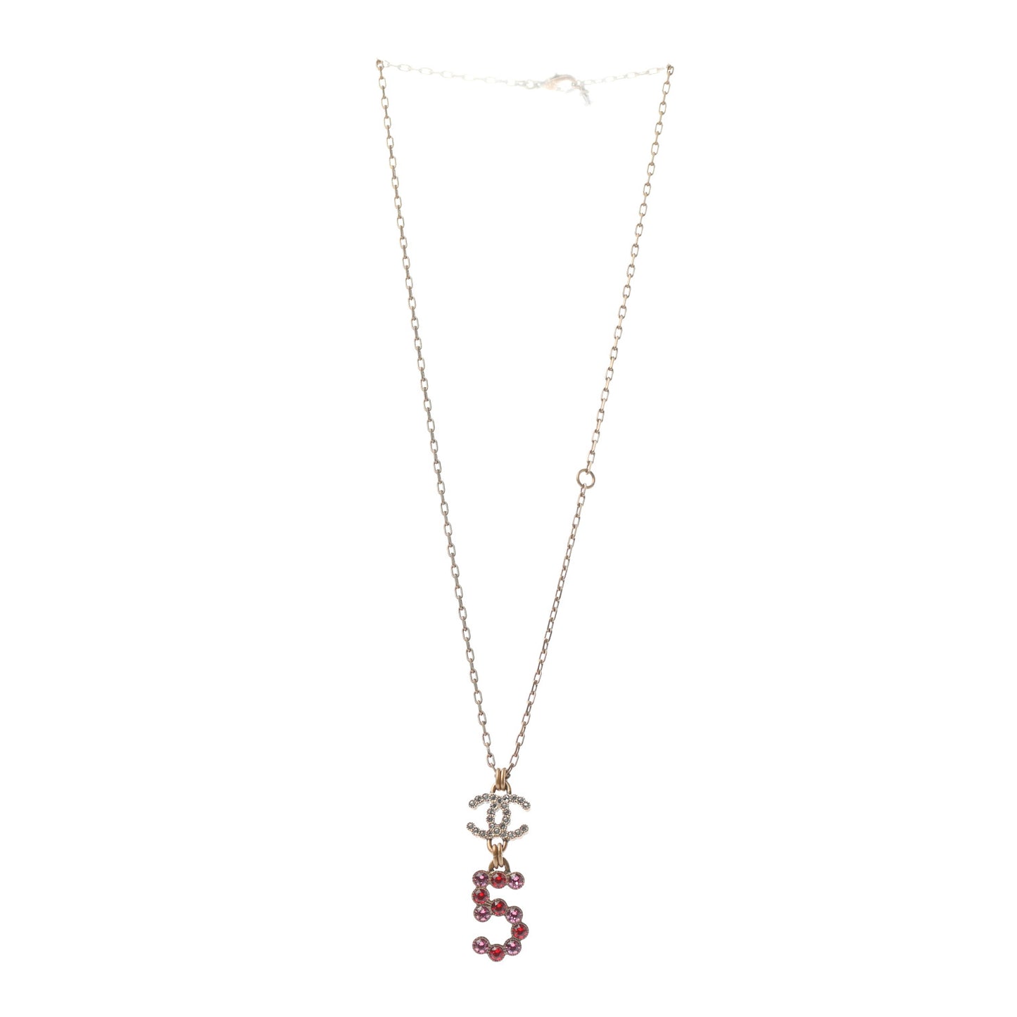 Metal Crystal City of Lights Necklace Pendant Red Gold