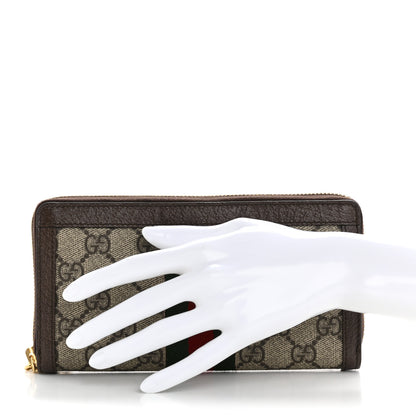 Gucci GG Supreme Monogram Web Ophidia Zip Around Wallet Brown 4 of 20