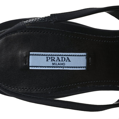 Prada Nylon Logo Pointed Toe 45mm Slingback Pumps 36.5 Black 7 of 7