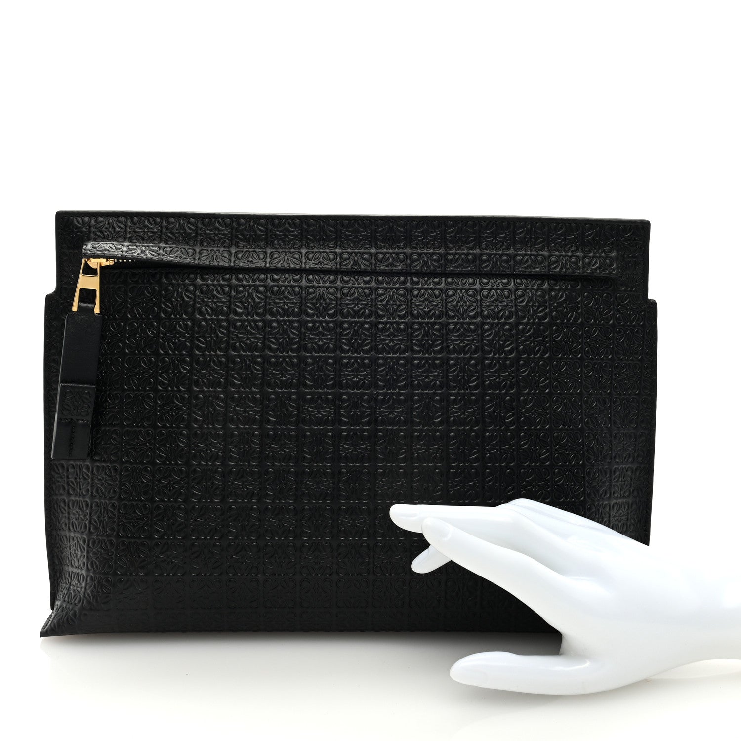 Loewe Calfskin Embossed Repeat T Pouch Black 2 of 6