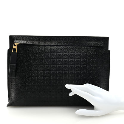 Loewe Calfskin Embossed Repeat T Pouch Black 2 of 6