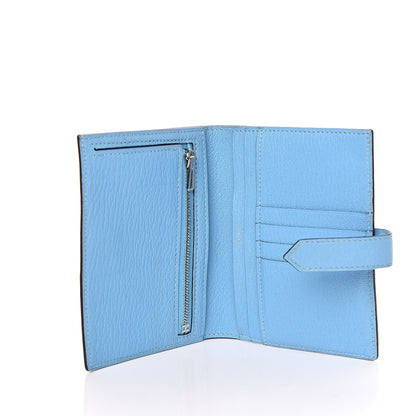 Hermes Chevre Mysore Bearn Compact Wallet Celeste 5 of 13