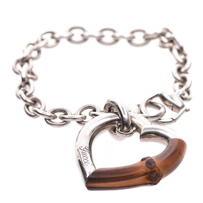 Gucci Sterling Silver Bamboo Heart Horsebit Bracelet 1 of 7