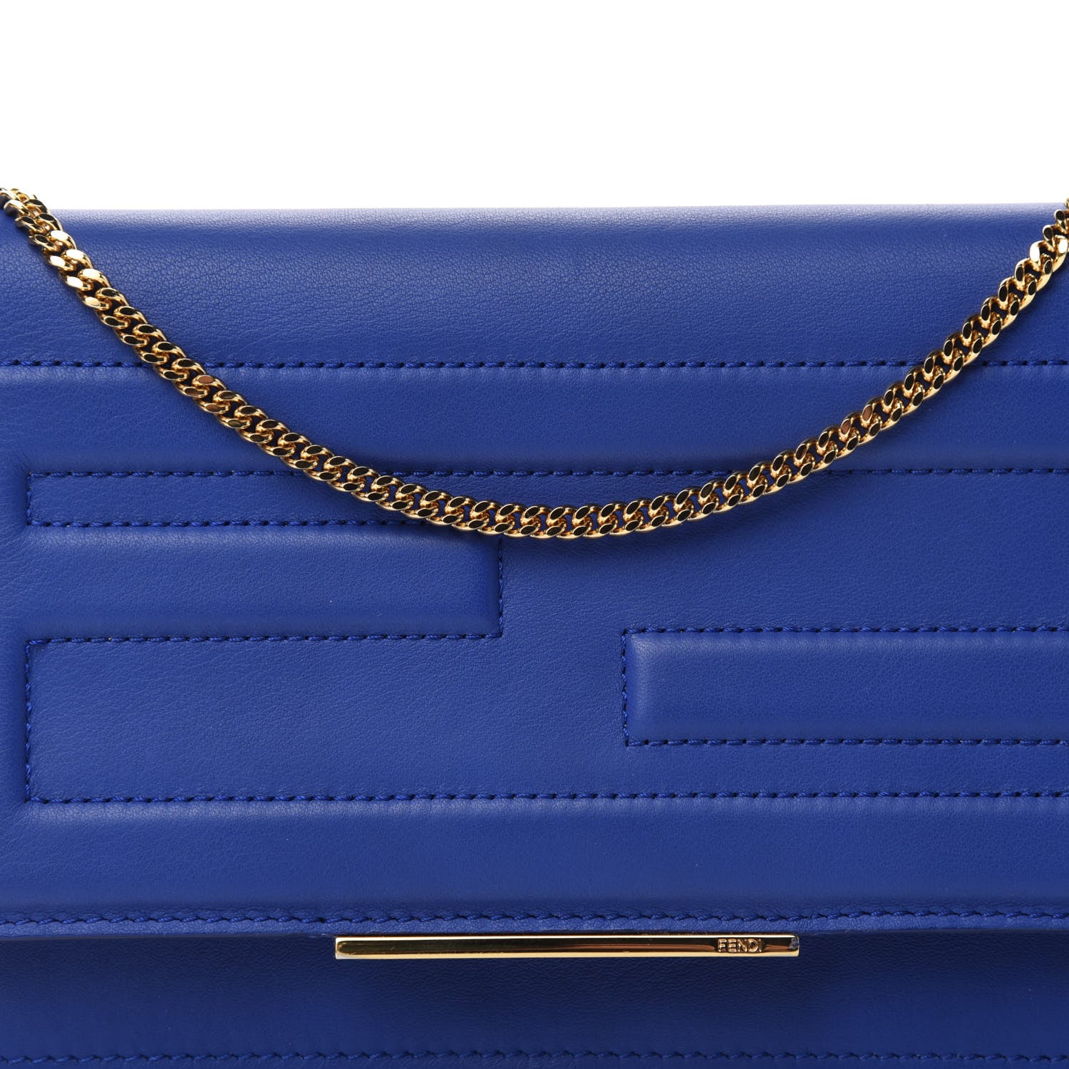 Fendi Vitello Flamingo Tube Wallet on Chain Blue Neon 10 of 11