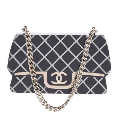 Chanel Resin Flap Bag Brooch Gold Black White 1 of 4