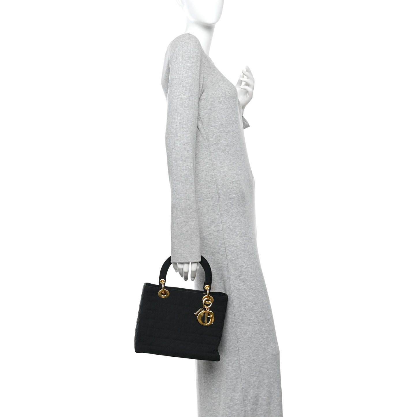 Nylon Cannage Large Lady Dior Black