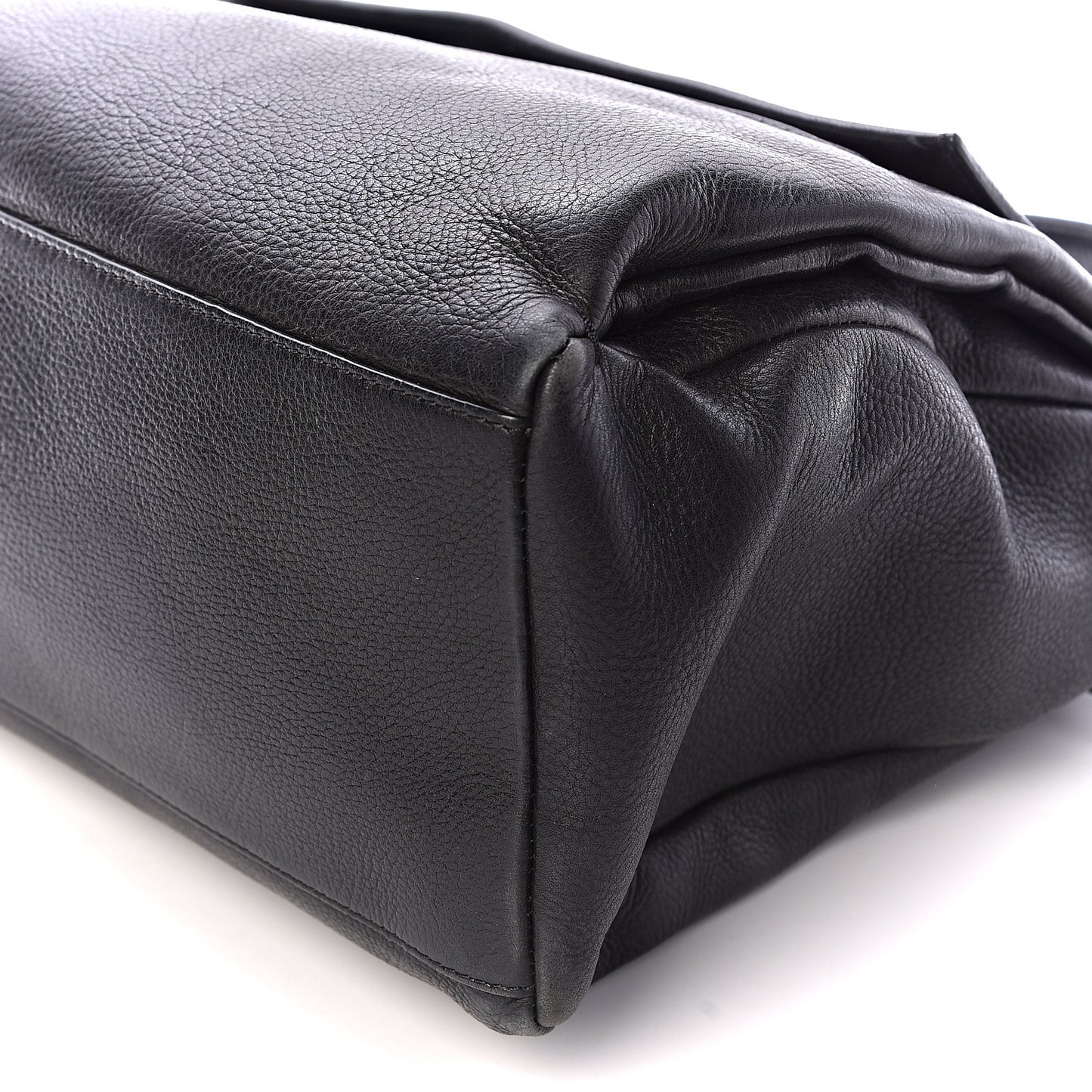 Waxy Grained Calfskin Medium Pandora Pure Flap Bag Black
