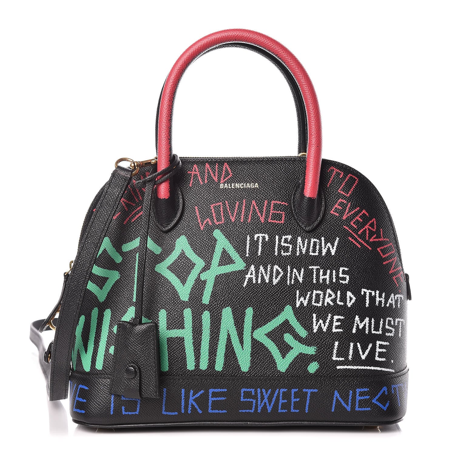 Balenciaga Signature Grained Calfskin Graffiti S Ville Top Handle Bag Black Multicolor 1 of 17