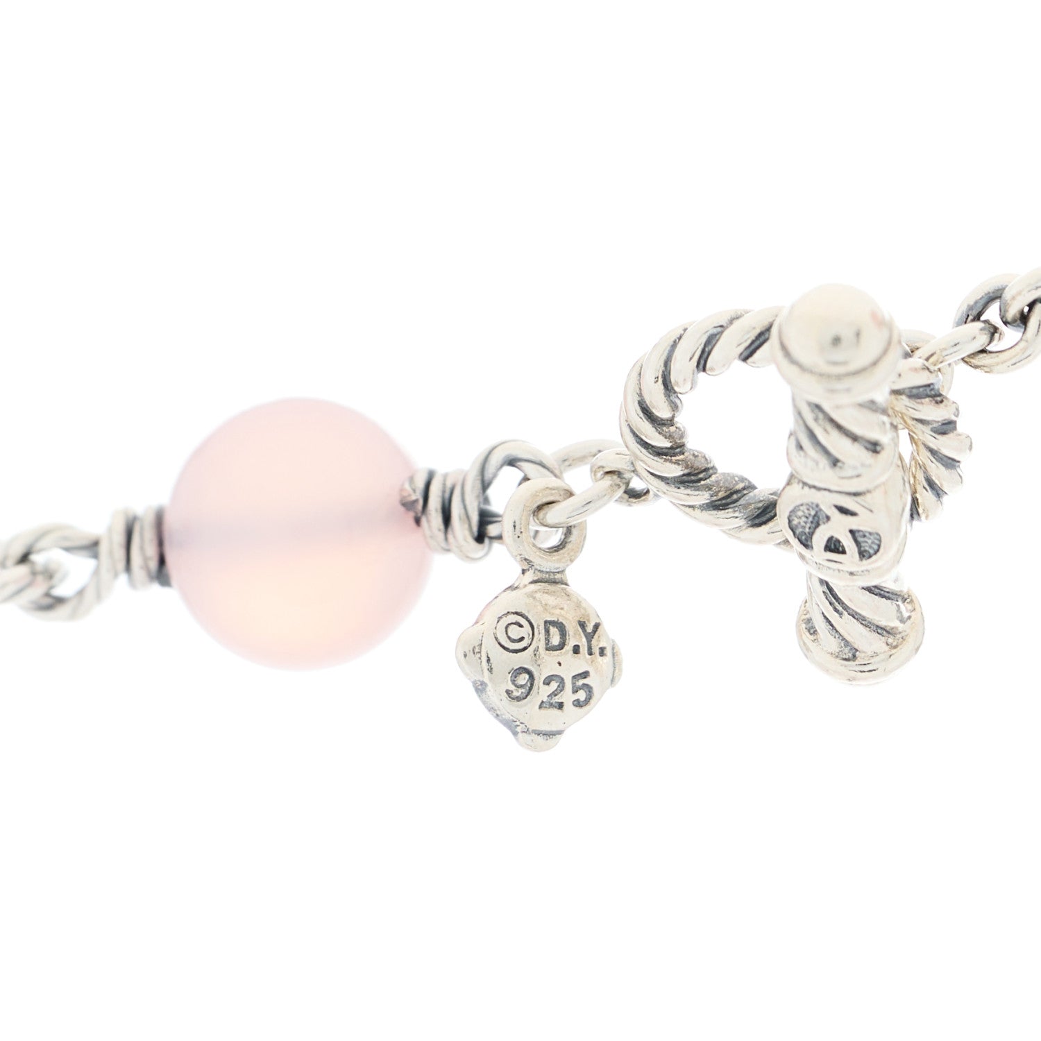 David Yurman Sterling Silver Rose Quartz Long Bead Necklace 40" 5 of 5