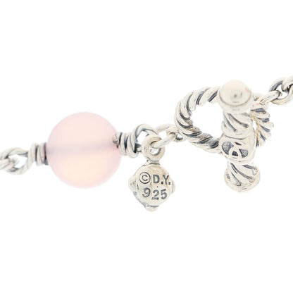 David Yurman Sterling Silver Rose Quartz Long Bead Necklace 40" 5 of 5