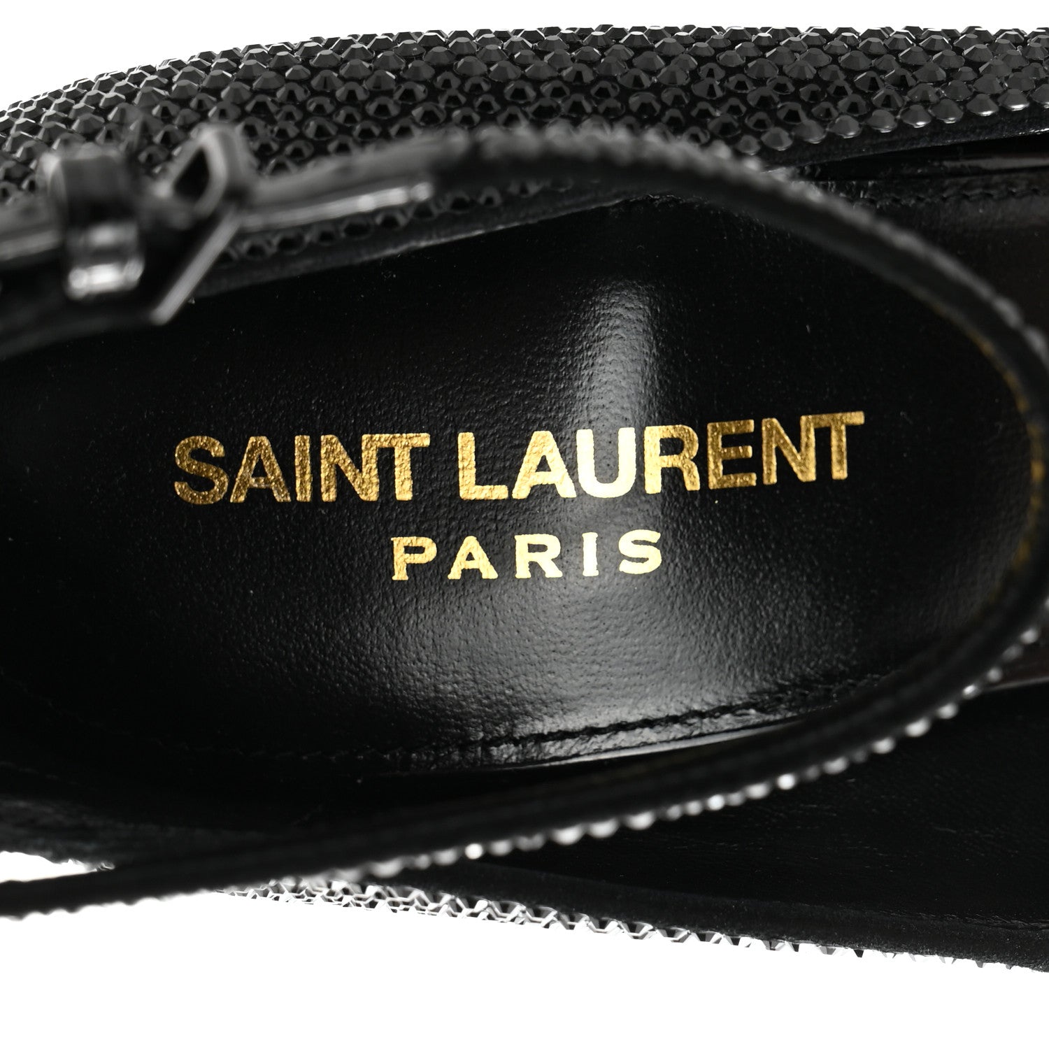 Saint Laurent Crystal Embellished Opyum Ankle Strap Sandals 38.5 Black 7 of 9