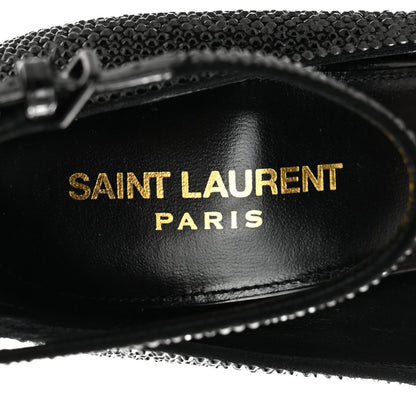 Saint Laurent Crystal Embellished Opyum Ankle Strap Sandals 38.5 Black 7 of 9