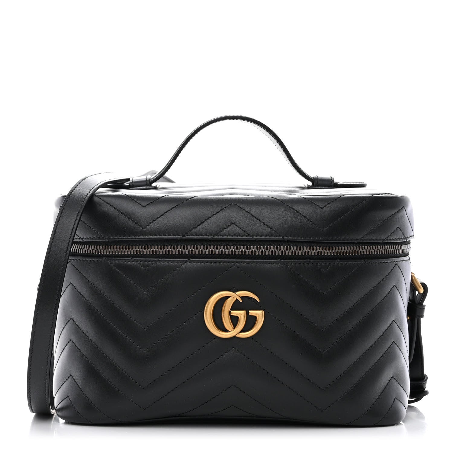 Gucci Calfskin Matelasse Large GG Marmont Vanity Cosmetic Case Black 1 of 10