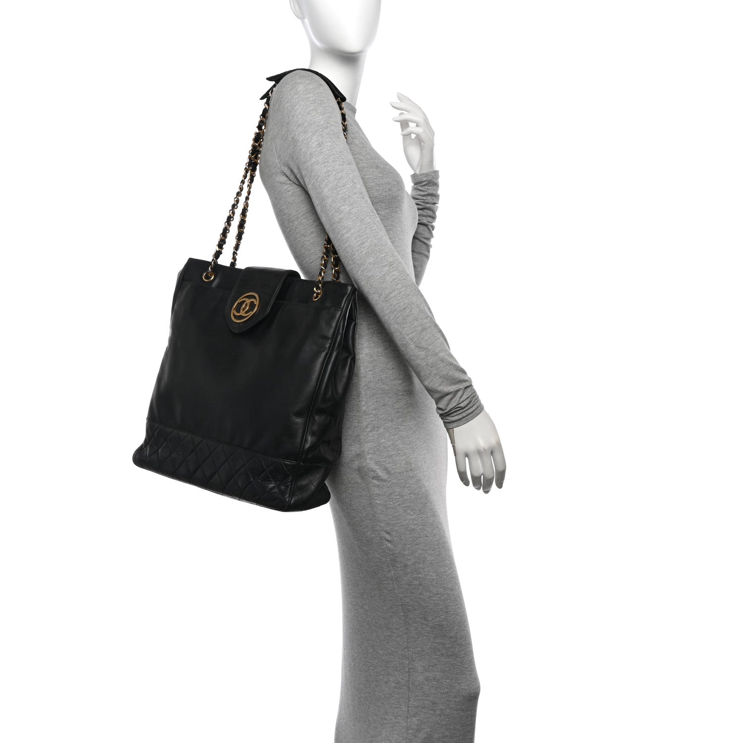 Chanel Lambskin Quilted Shopping Tote Black 2 of 17