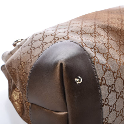 Gucci Monogram Lurex Heart Bit Charm Large Top Handle Tote Bronze 13 of 17