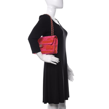Chanel Tweed Quilted Medium Single Flap Red Pink 2 of 12