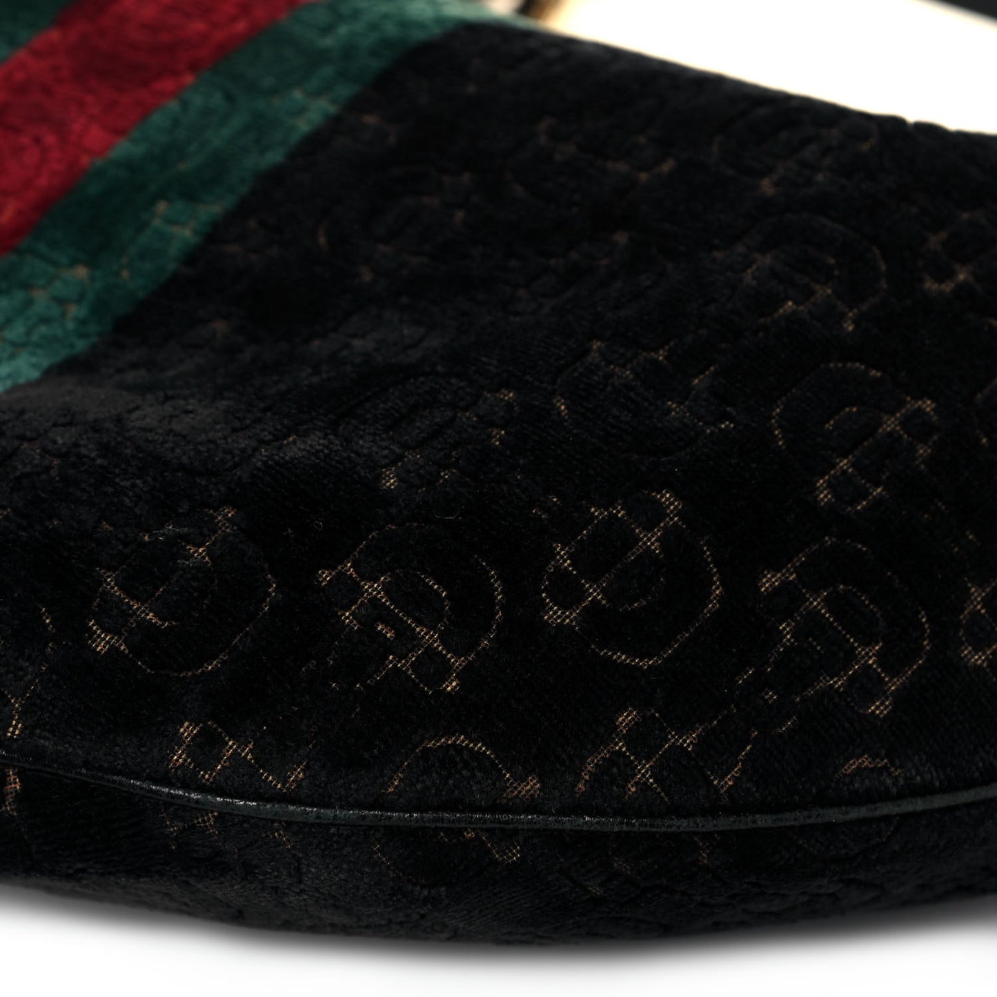 Velvet Horsebit Embossed Glam Hobo Black