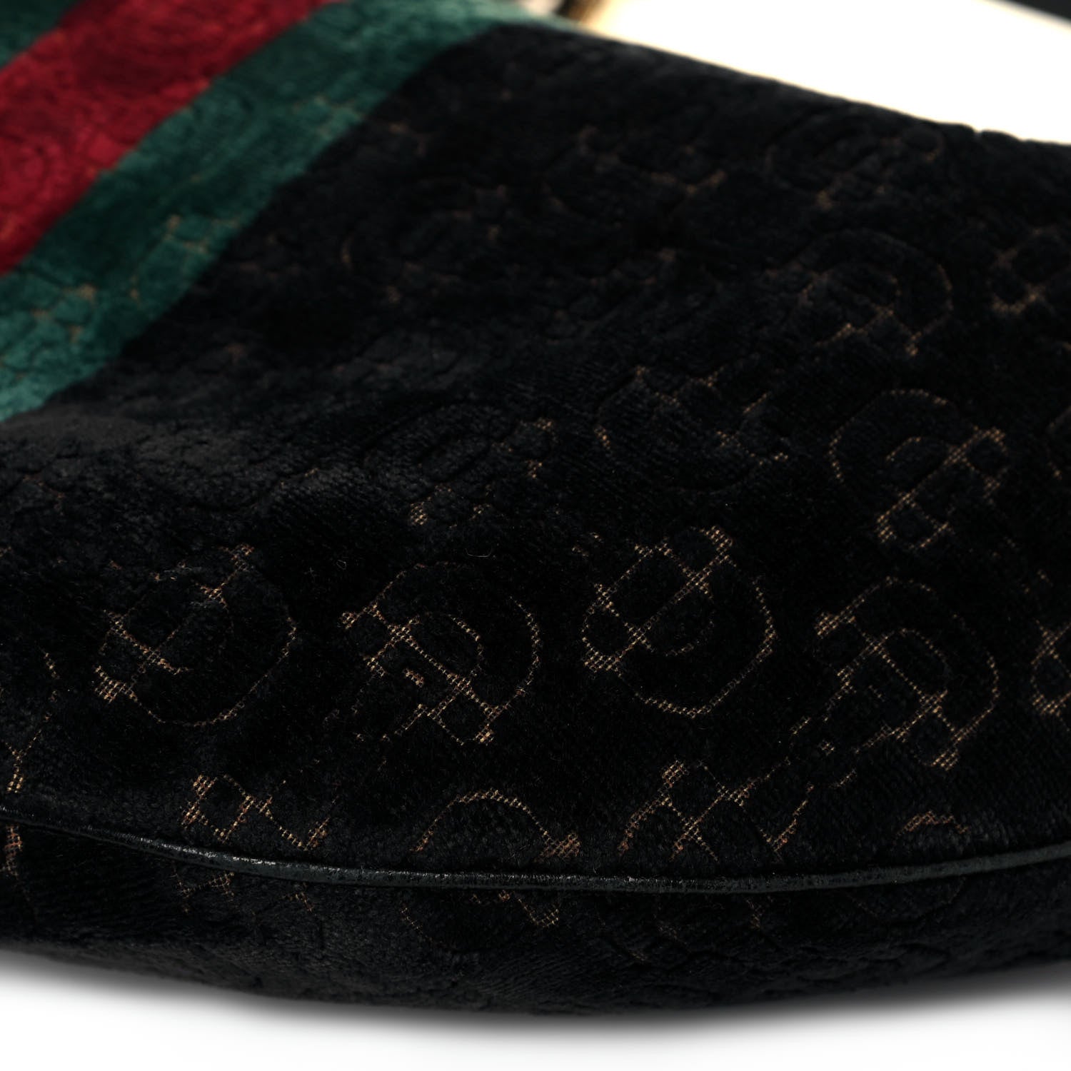 Gucci Velvet Horsebit Embossed Glam Hobo Black 9 of 12
