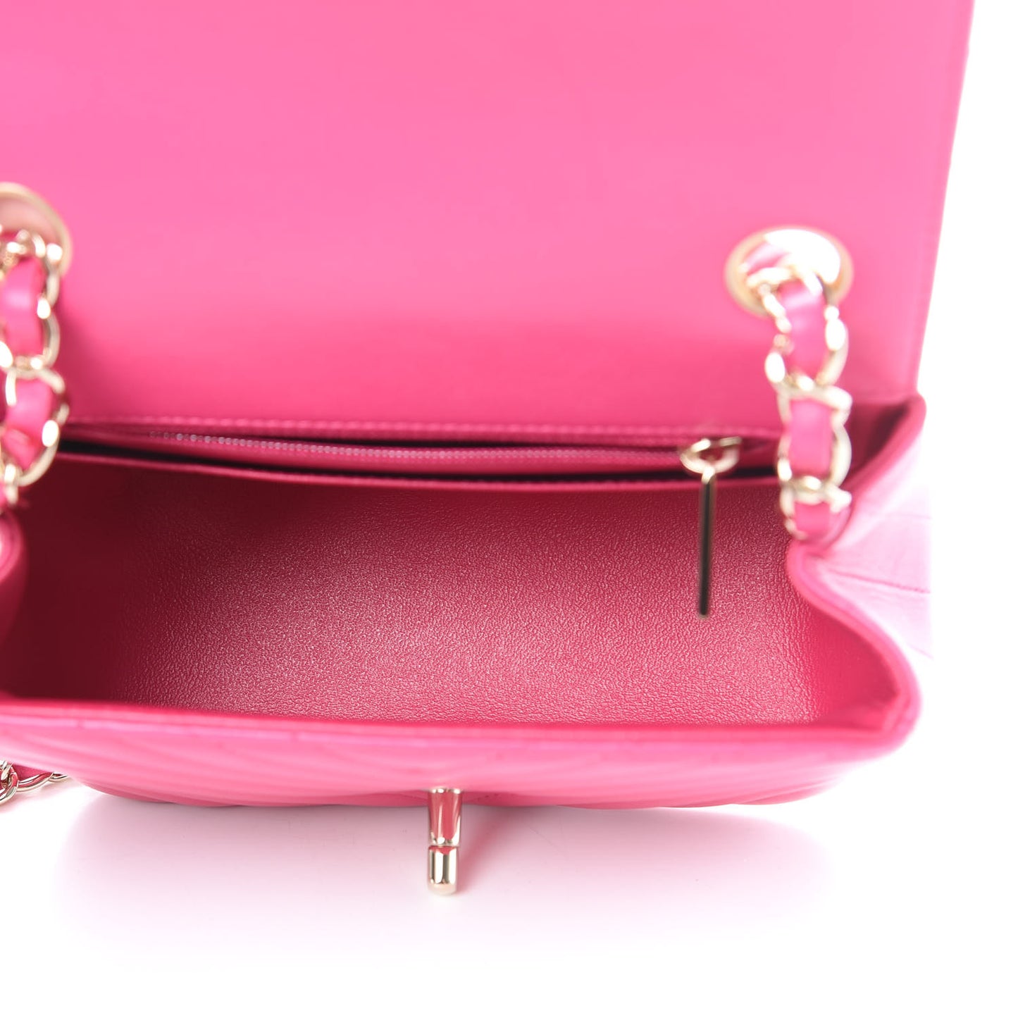 Lambskin Chevron Quilted Mini Square Flap Fuchsia