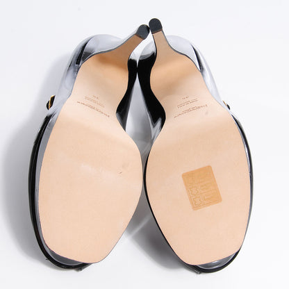 Saint Laurent Patent Tribute 105 Platform Mary Jane Peep Toe Pumps 35 Black 5 of 6