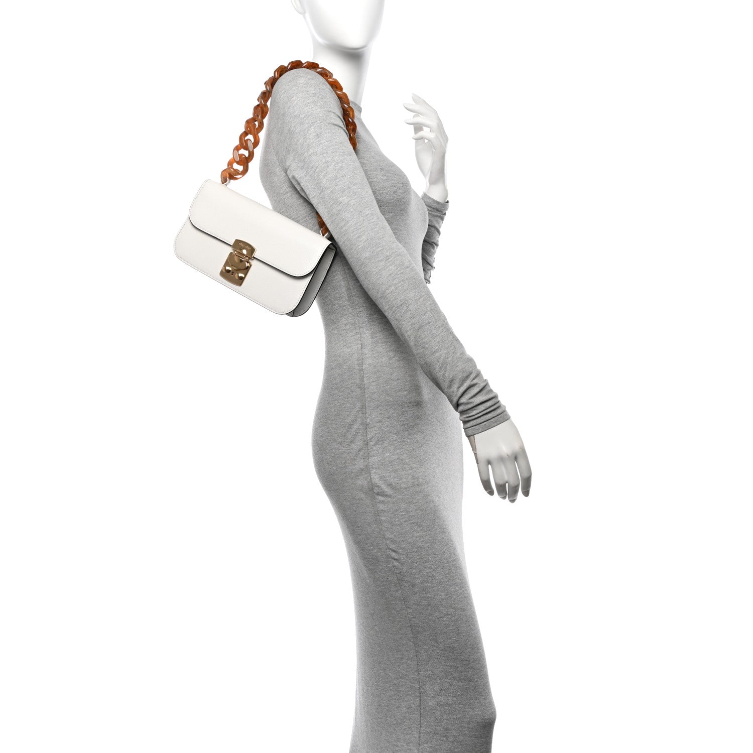 Miu Miu Goatskin Resin Madras Chain Shoulder Bag White 2 of 11