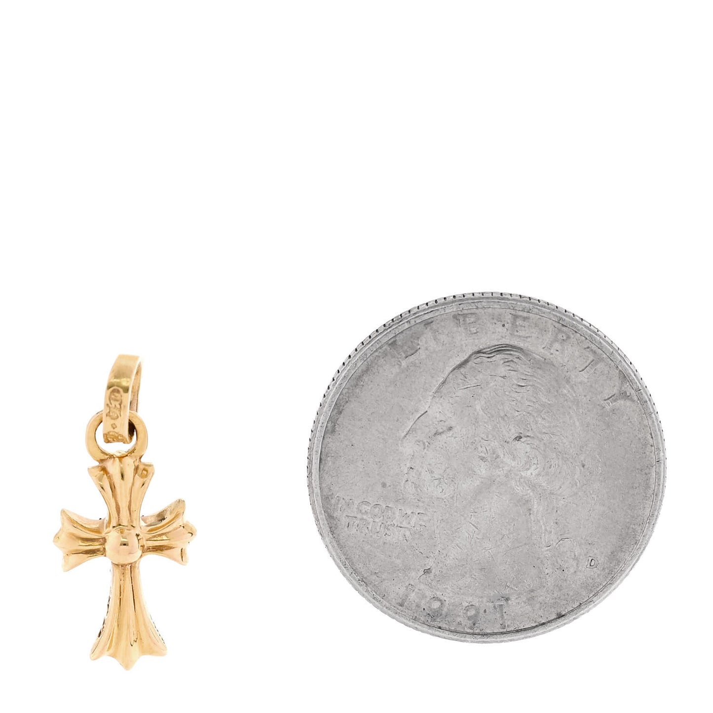22K Yellow Gold Diamond Baby Fat Cross Pave Pendant