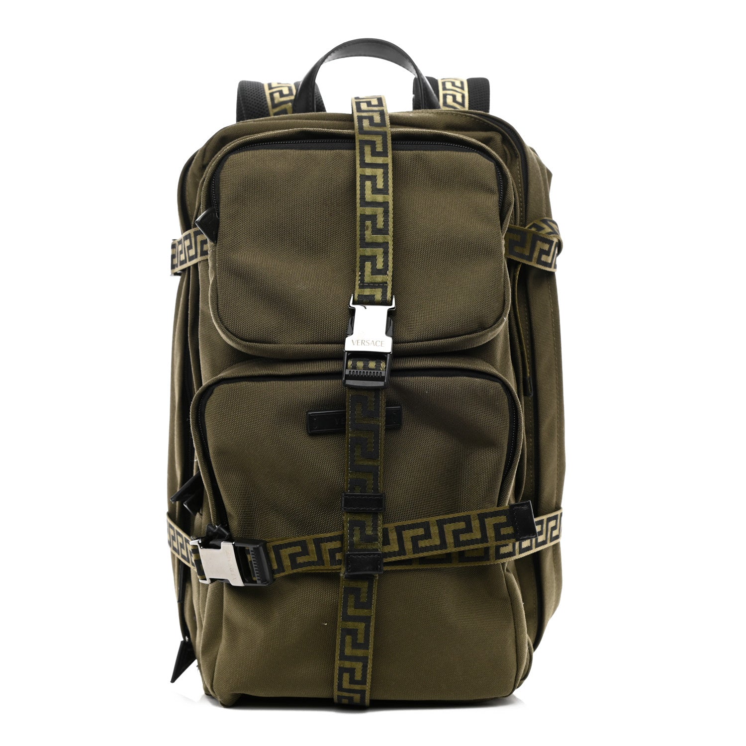 Versace Canvas La Greca Logo Backpack Green 1 of 8