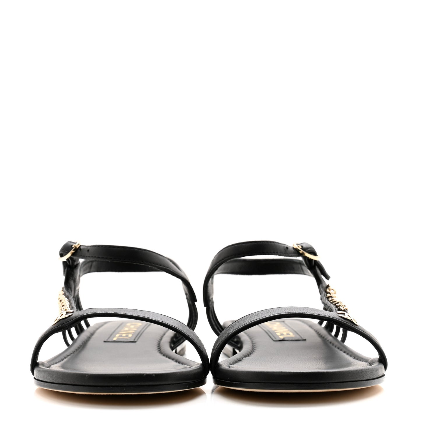 Lambskin Chain Sandals 39.5 Black