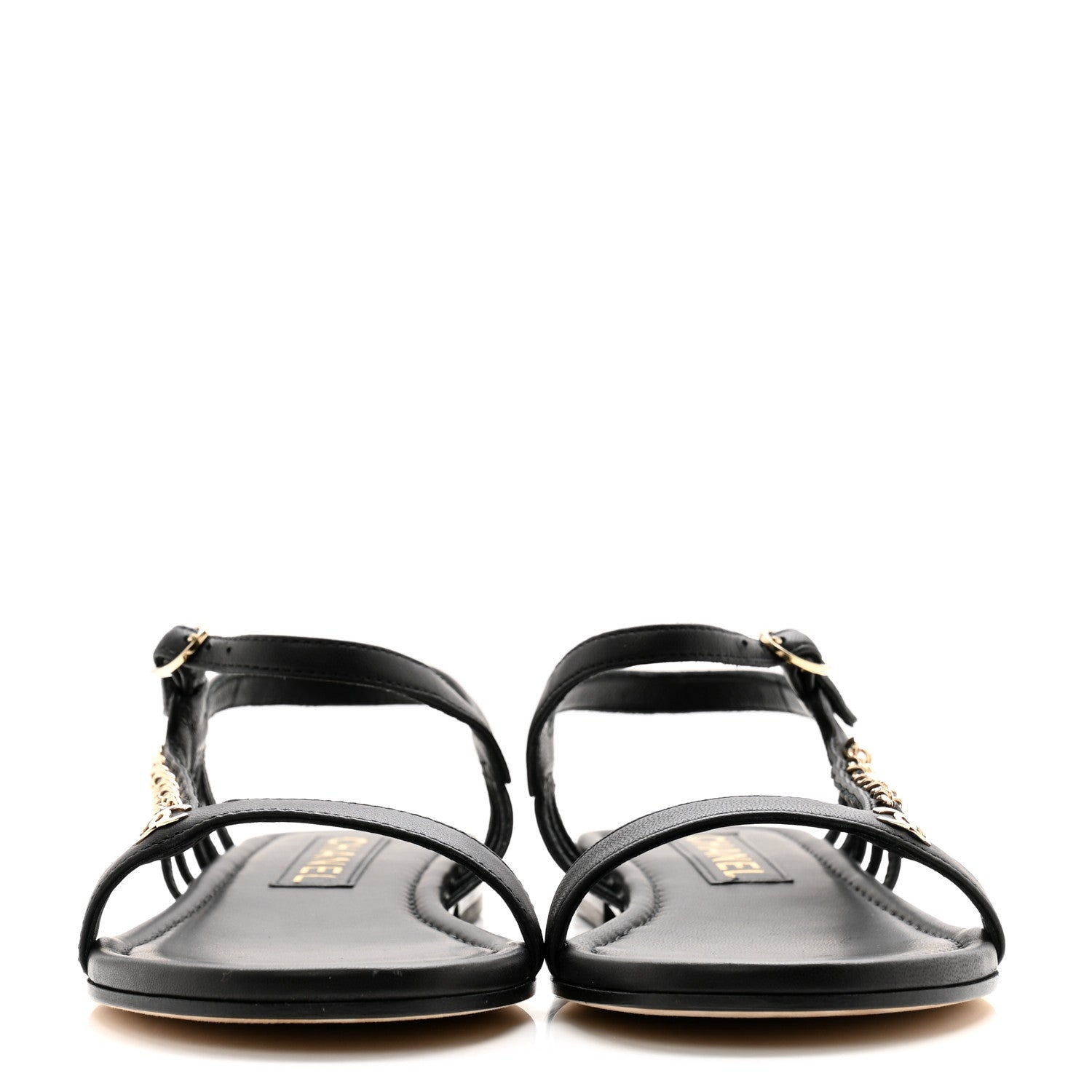 Chanel Lambskin Chain Sandals 39.5 Black 2 of 11