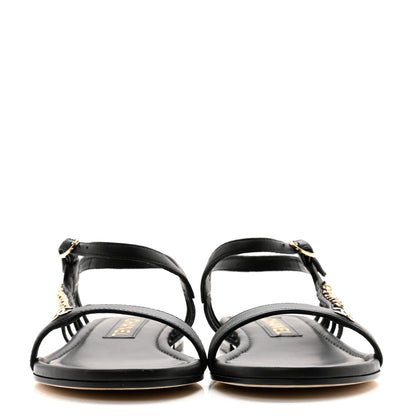 Chanel Lambskin Chain Sandals 39.5 Black 2 of 11