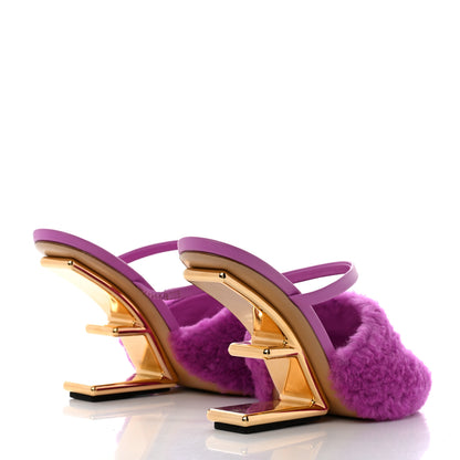 Fendi Shearling Vitello Fendi First 95mm Slide Sandals 38 Bouganville Colorado 4 of 8