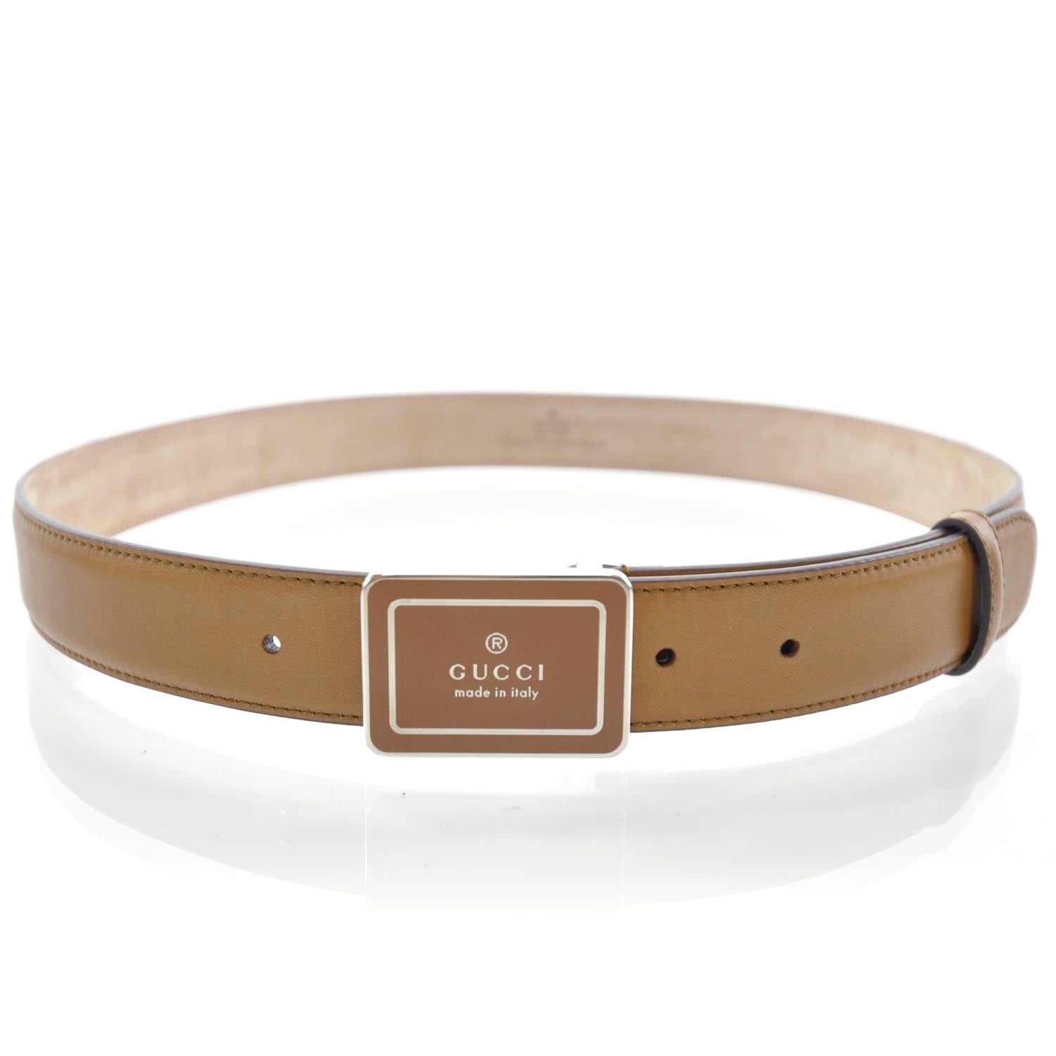 Gucci Leather Trademark Logo Belt 85 34 1 of 3