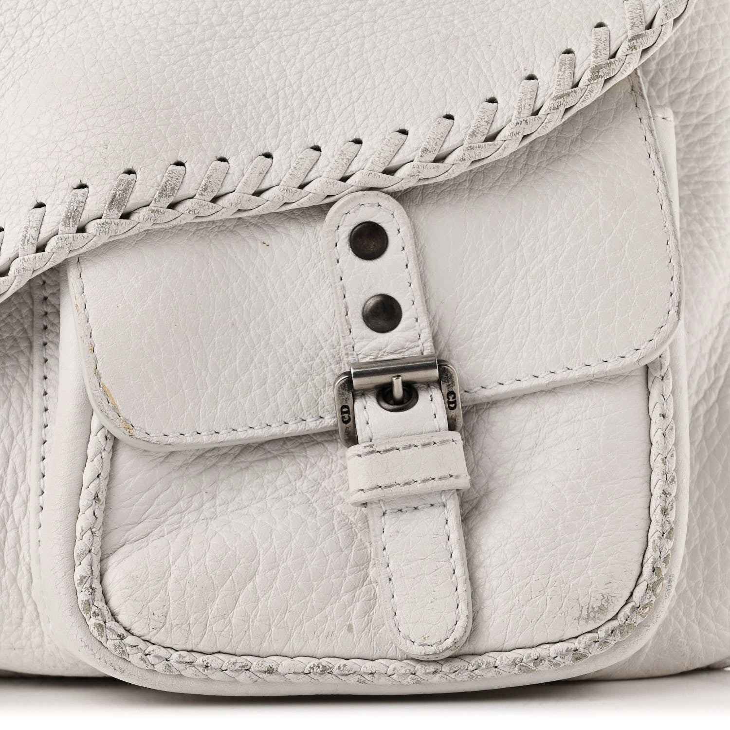Christian Dior Calfskin Braided Gaucho Double Saddle Bag White 11 of 16